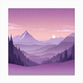 Misty mountains background in purple tone 110 Canvas Print