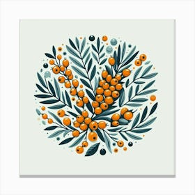 Scandinavian Art, Rosehip berries Canvas Print