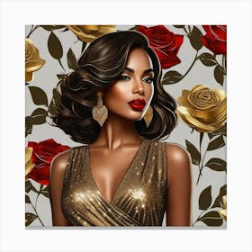 Gold Roses 2 Canvas Print