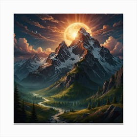 Full Moon In The Mountains 3 Canvas Print