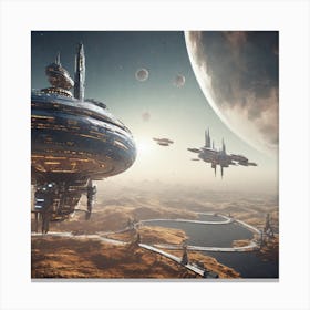 Spaceships In Space 2 Canvas Print