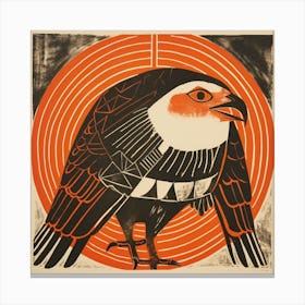 Retro Bird Lithograph Hawk 1 Canvas Print