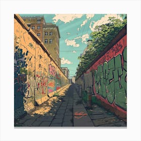 Berlin Wall Graffiti Alley 1 Canvas Print