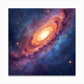 Watercolor Cosmic Canvas With Glowing Galaxies 1 Canvas Print