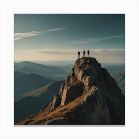 People Standing On Top Of Mountain 1 Canvas Print