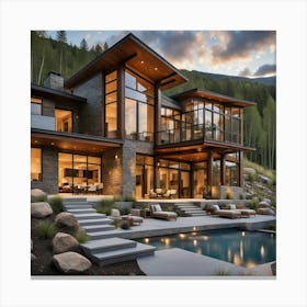 Modern Mountain Home Canvas Print