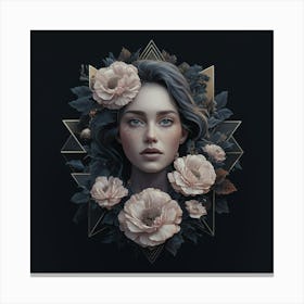 Portrait Of A Woman With Flowers Canvas Print