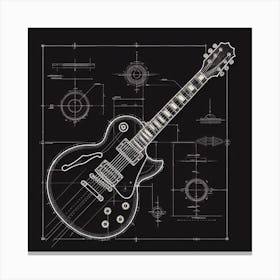 Blueprint Guitar Canvas Print