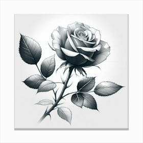 Rose Flower Pencil Sketch Drawing Canvas Print