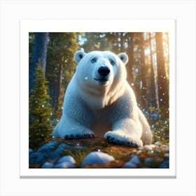 Polar Bear In The Forest 1 Canvas Print