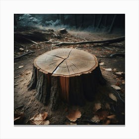 Tree Stump In The Forest 5 Canvas Print