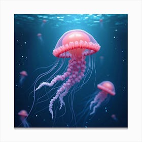 A Charming Jellyfish Pulsating In An Aquarium 1 Canvas Print