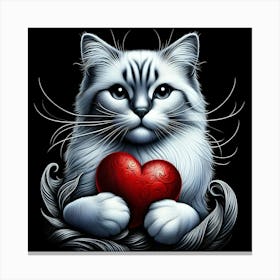 Cat With Heart Canvas Print