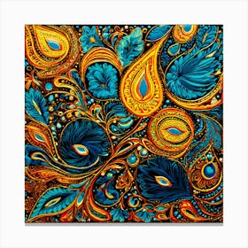 Peacock Painting, Paisley Explosion A Vibrant Tapestry With A Dense Paisley Pattern Use A Variety Of Colors Canvas Print