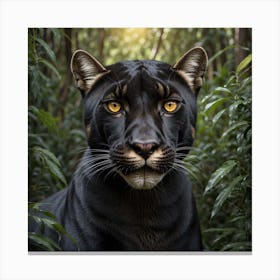Portrait Of A Black Puma Canvas Print