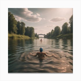Swimming In The River Canvas Print