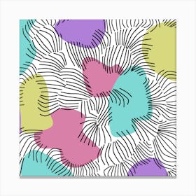 Lines Line Art Pastel Abstract Multicoloured Surfaces Art Canvas Print