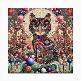 Cat in the style of collage-inspired 10 Canvas Print