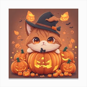 Cute Halloween Cat Canvas Print