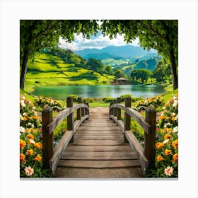 Bridge To The Garden Canvas Print