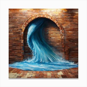 Water Rushing Through A Brick Wall Canvas Print