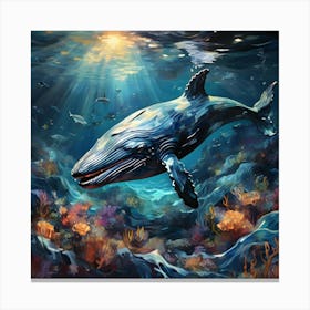 Whale Swimming In The Ocean Canvas Print