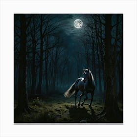 Horse In The Woods At Night 1 Canvas Print