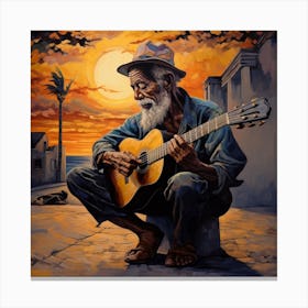 Old Man Playing Guitar 15 Canvas Print