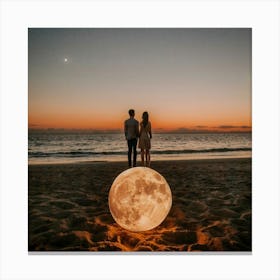 Full Moon On The Beach Canvas Print