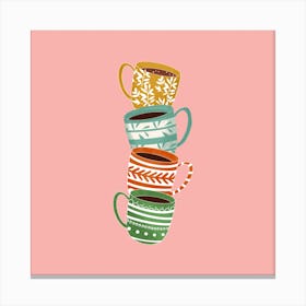 Cute Coffee Mug Pink Print Canvas Print
