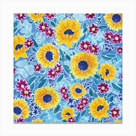 Sunflower Print Square Canvas Print