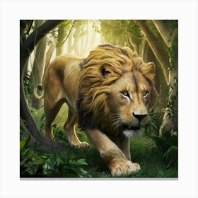Lion In The Forest 1 Canvas Print