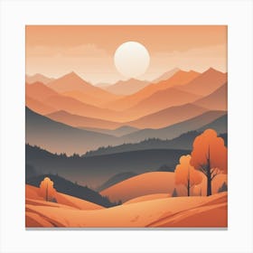 Misty mountains background in orange tone 43 Canvas Print