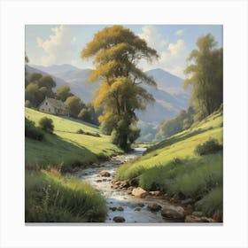 Stream In The Valley art print Canvas Print