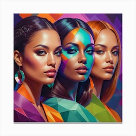 Three Women In Colorful Outfits Canvas Print