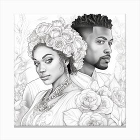 Black Man And A Woman Coloring Page Canvas Print