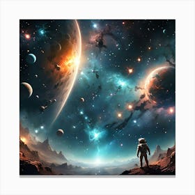 Astronaut seeing the beauty of outer space Canvas Print