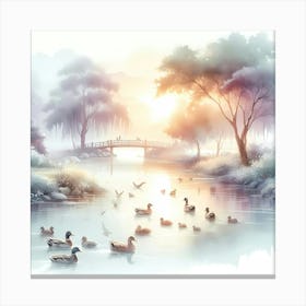 Ducks In The Pond Canvas Print