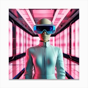 Futuristic Woman In Vr Glasses Canvas Print