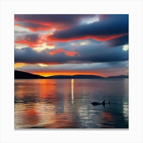 Dolphin At Sunset Canvas Print