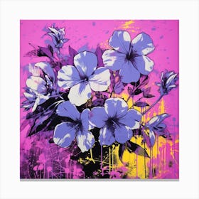 Andy Warhol Style Pop Art Flowers Lilac 3 Square Canvas Print