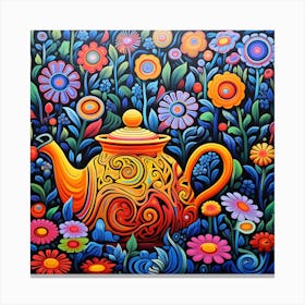 Teapot In The Garden Canvas Print