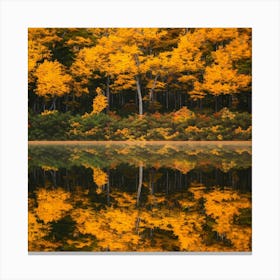 Autumn Trees Reflected In A Lake 5 Canvas Print