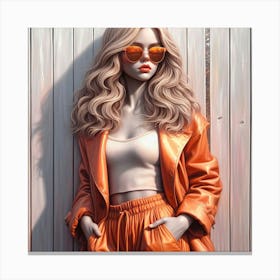 Girl In Orange Canvas Print