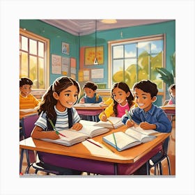 Children In Classroom Canvas Print