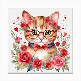 Valentine'S Day Cat Canvas Print