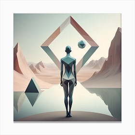 Half Human And Half Geometric Shape Canvas Print