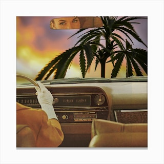 Highway 420 Yellow Square Canvas Print