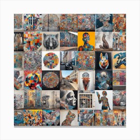 Global Collage of Text and Symbols Canvas Print