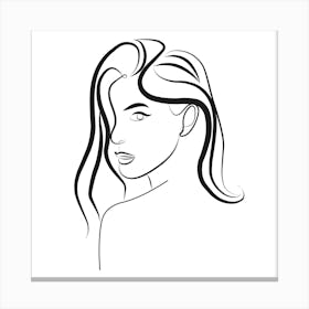  Line Woman Looking Behind Canvas Print